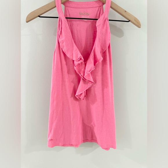 Lilly Pulitzer Pima Cotton Ruffle Tank Pink Size Small - Picture 4 of 6